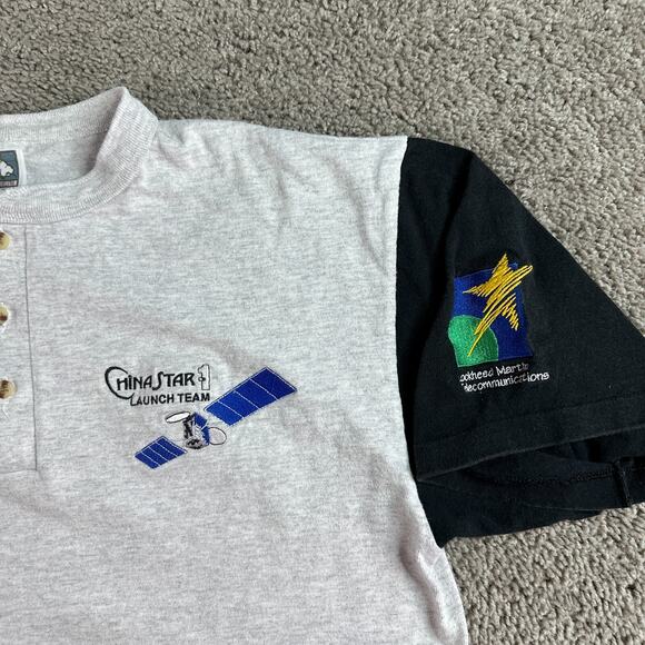 VINTAGE China Star 1 Satalite Shirt Mens L Gray Lockheed Martin Launch Team 90s - Picture 3 of 12